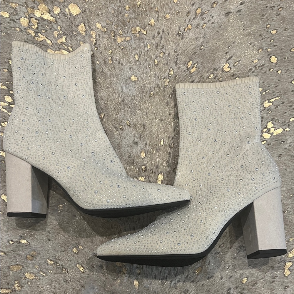 MIA White Rhinestone Heeled Boots - Picture 2 of 5